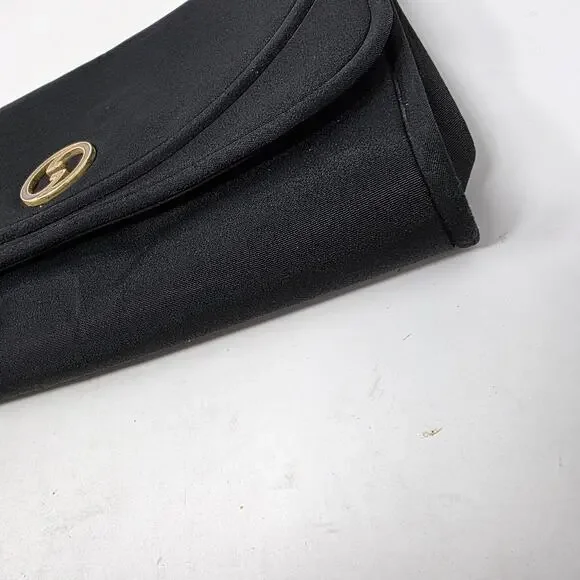 Vintage 70s Gucci Blondie GG Canvas Purse Clutch Brass Chain Made in Italy Black - Picture 10 of 14
